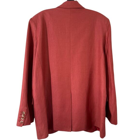 Loulou Studio Sore Linen Blazer Brick Red Linen Blend Oversized Suiting Medium - Picture 7 of 8